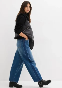 Vaqueros barrel, high waist, cropped