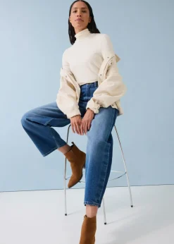 Vaqueros barrel, high waist, cropped