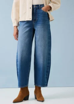 Vaqueros barrel, high waist, cropped