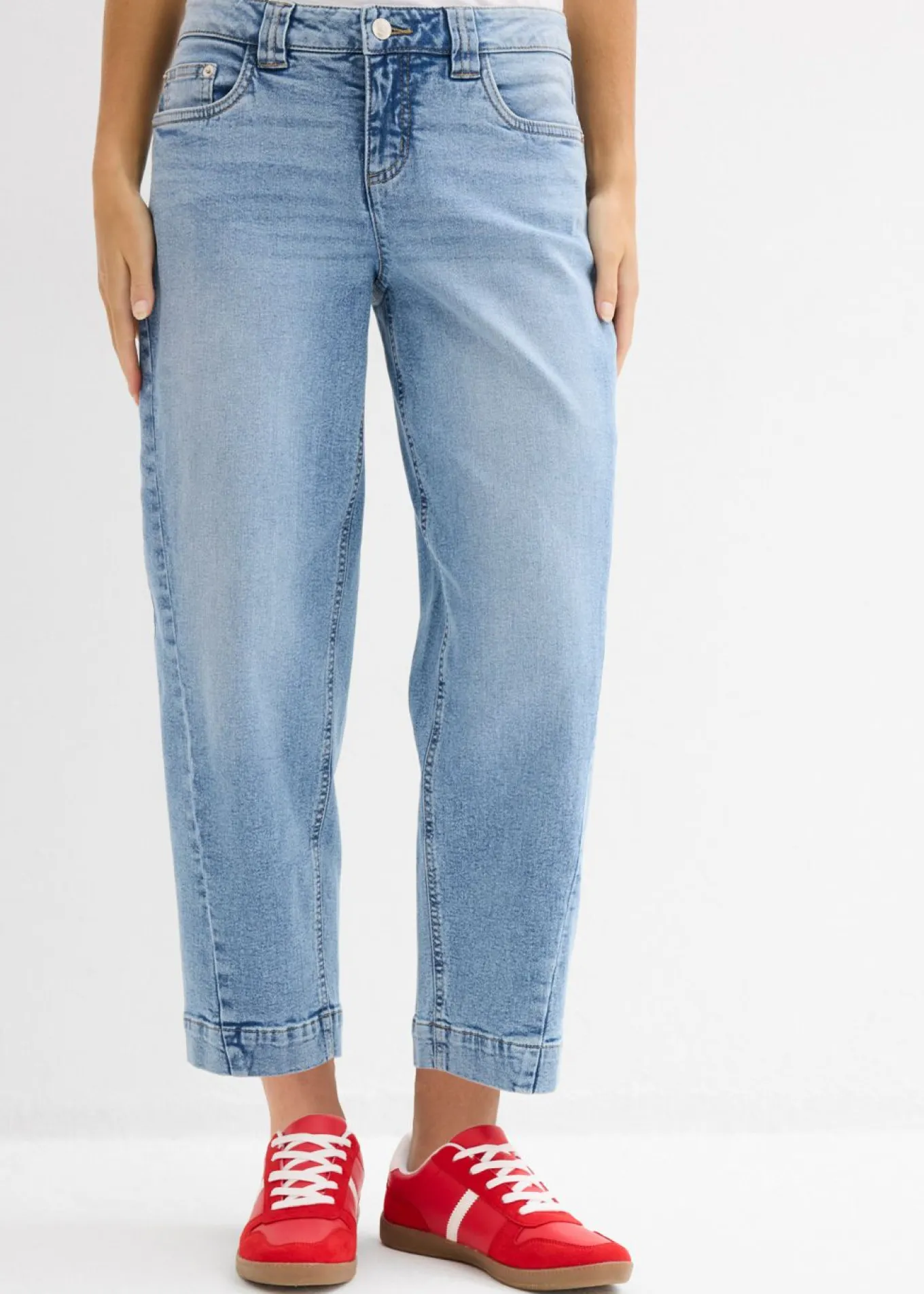 Vaqueros barrel, mid waist, cropped