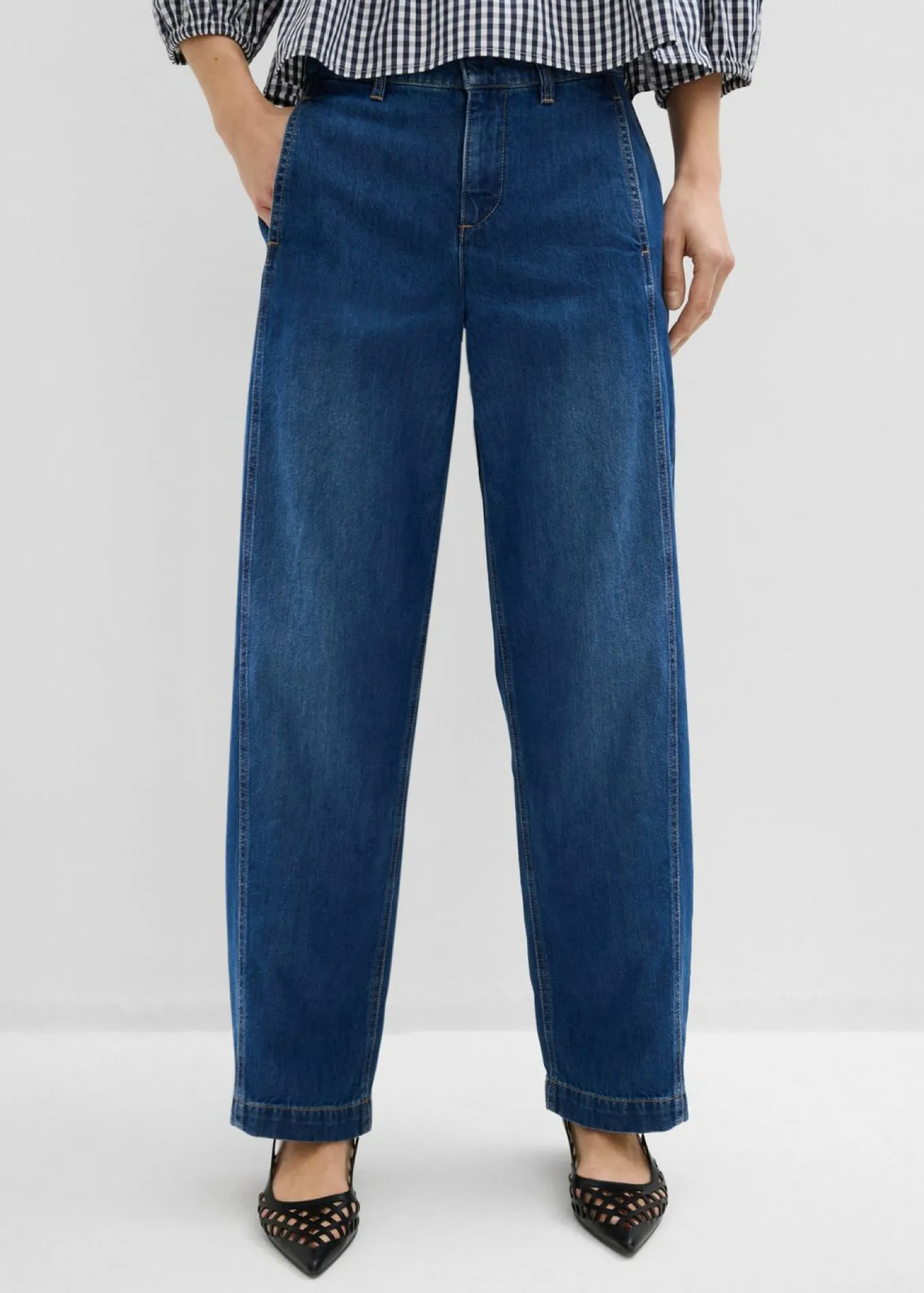 Vaqueros barrel, mid waist