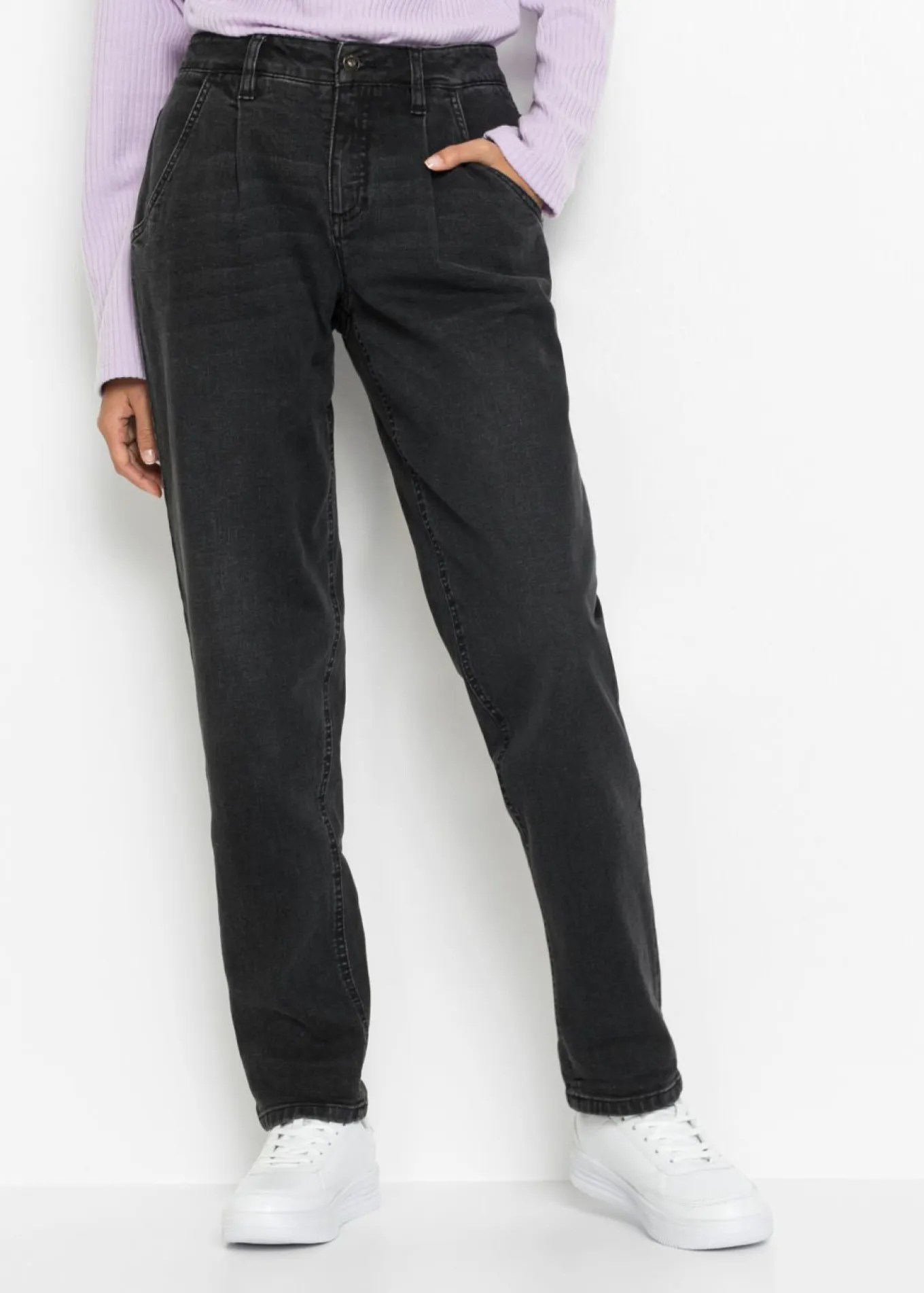 Vaqueros barrel, mid waist, elástico