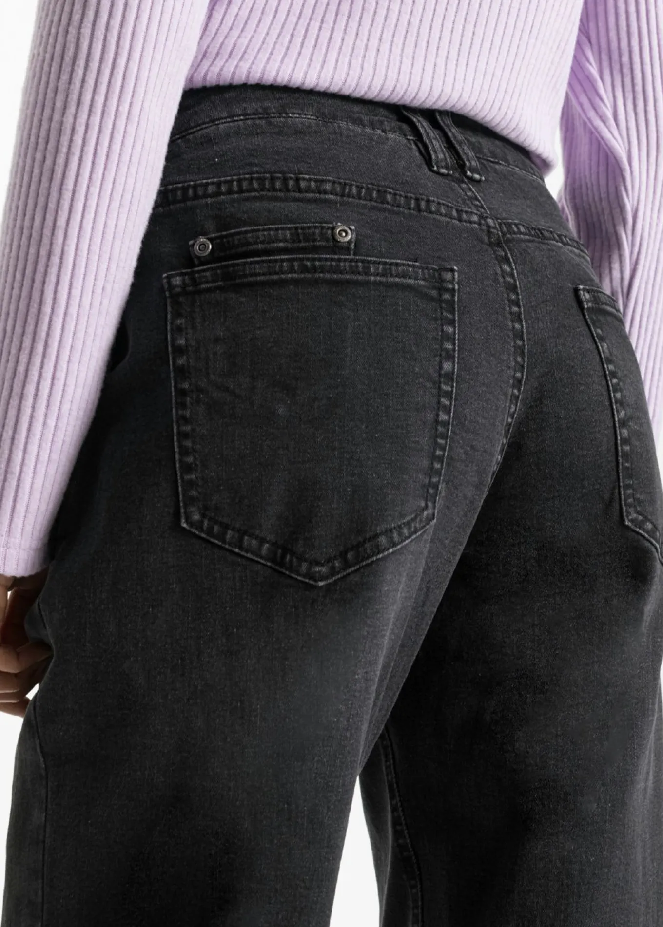 Vaqueros barrel, mid waist, elástico