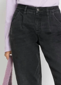 Vaqueros barrel, mid waist, elástico