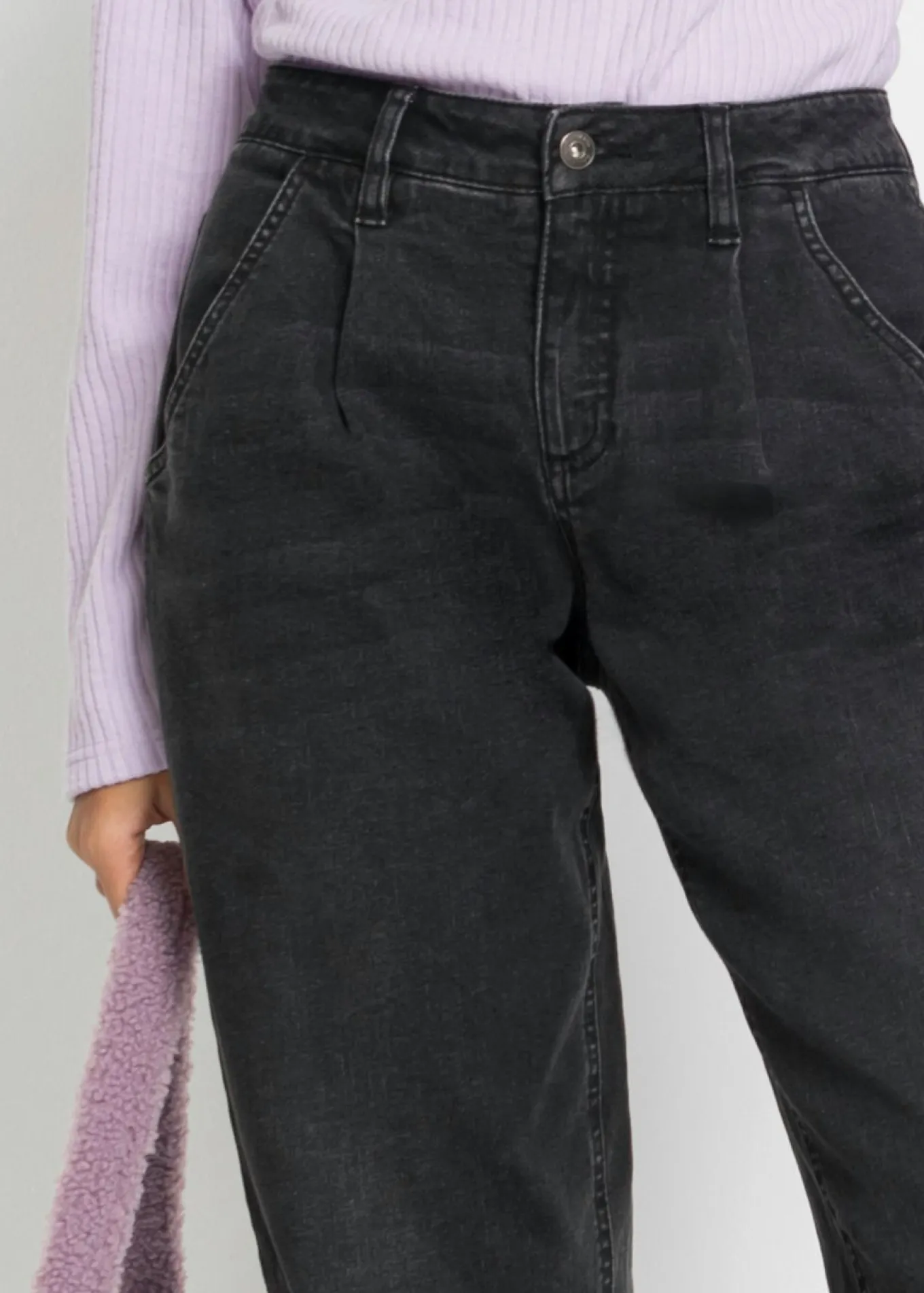 Vaqueros barrel, mid waist, elástico