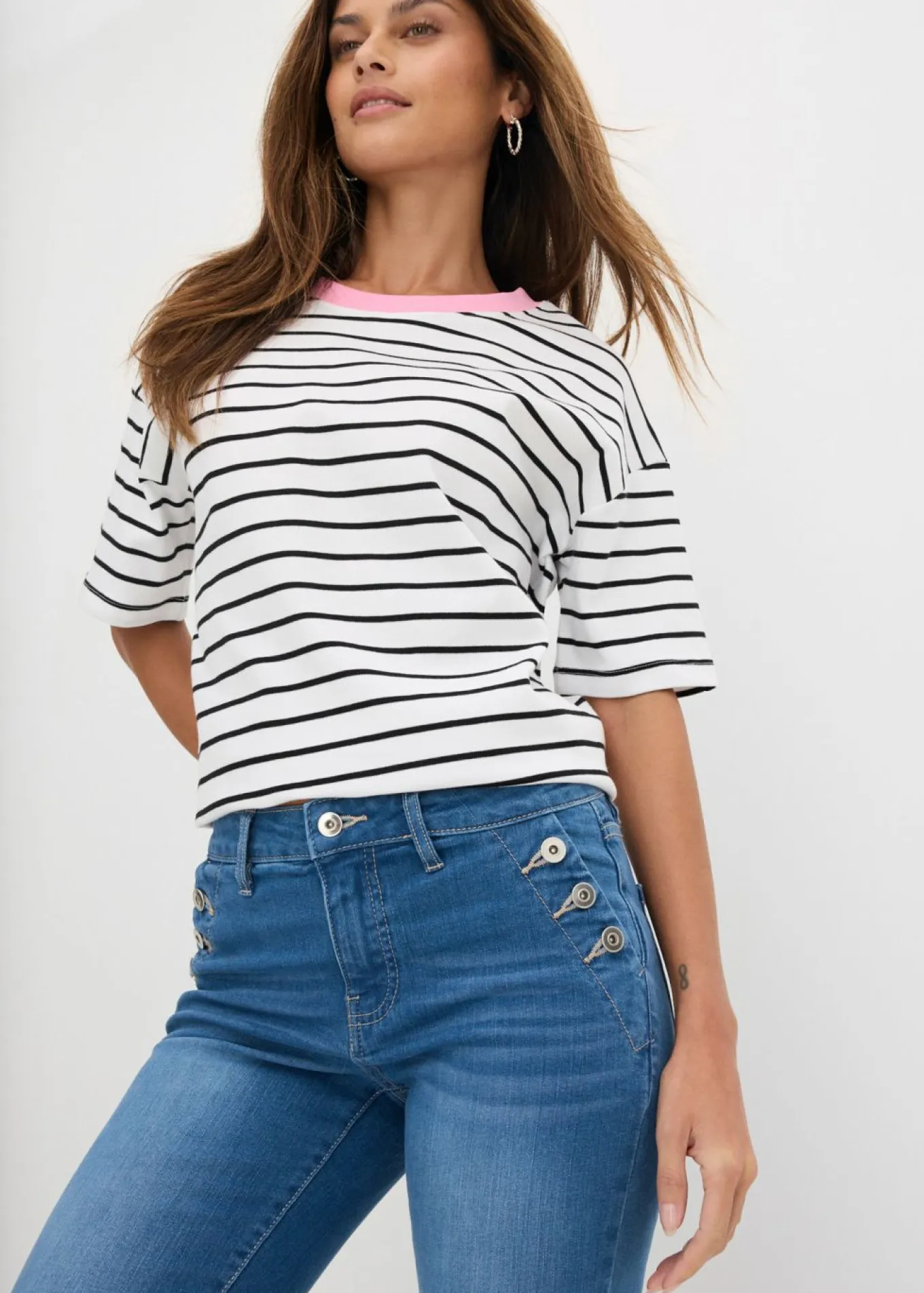 Vaqueros bootcut, mid waist, de algodón orgánico