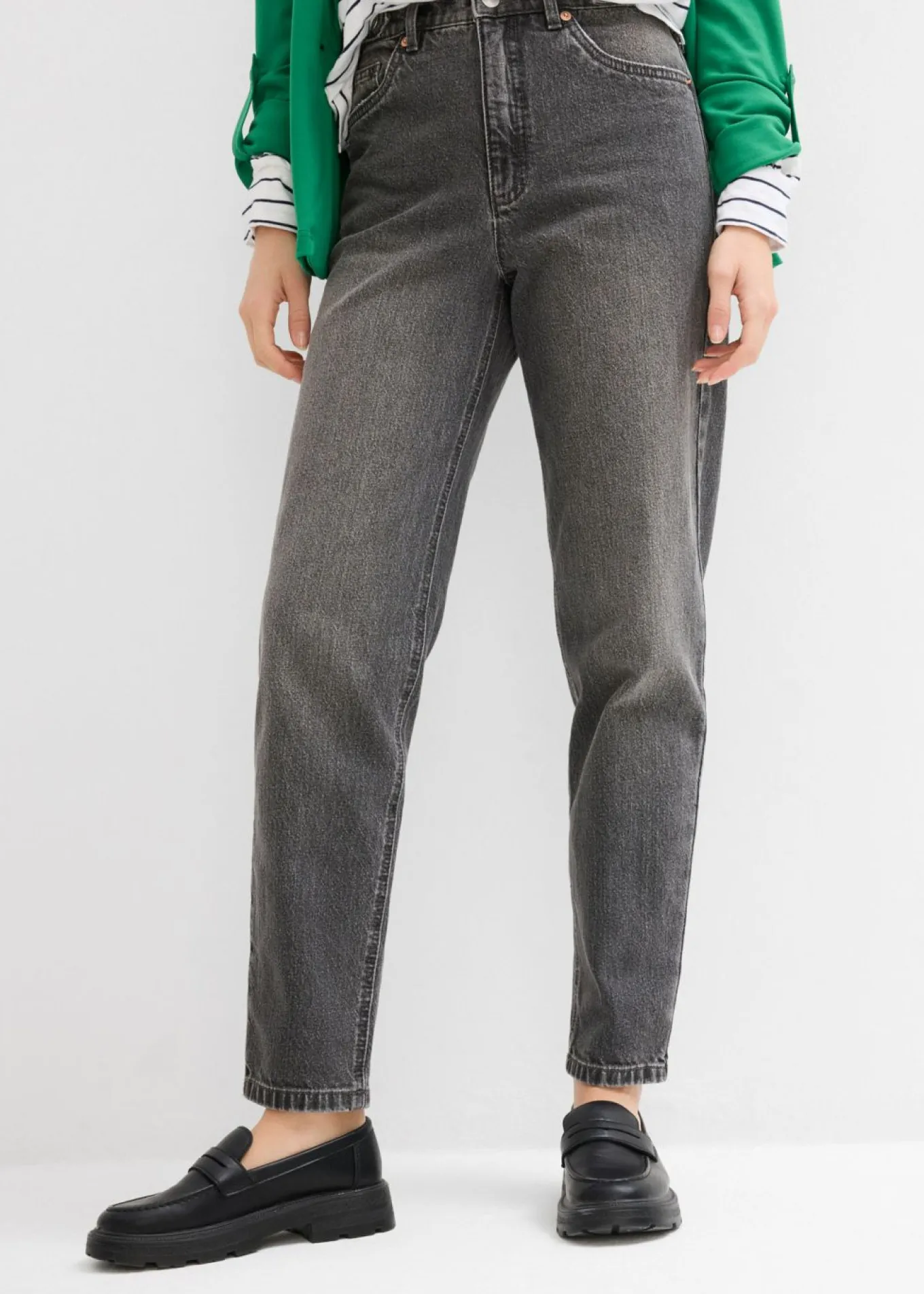 Vaqueros capri de talle alto con corte mom