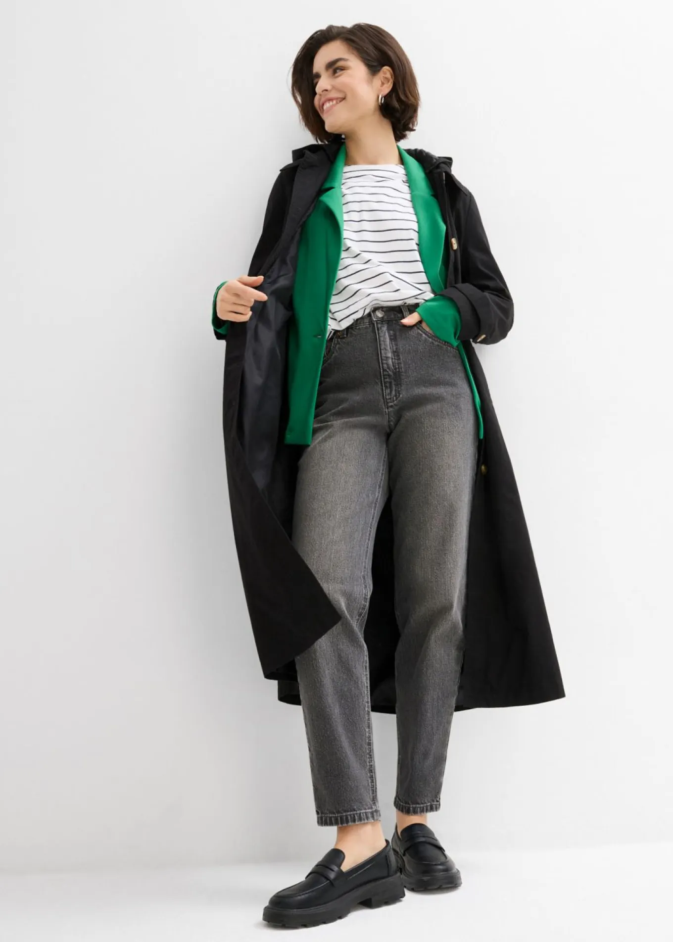 Vaqueros capri de talle alto con corte mom