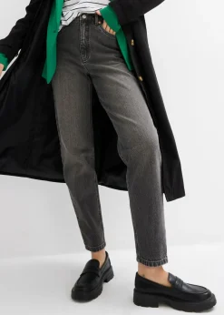 Vaqueros capri de talle alto con corte mom