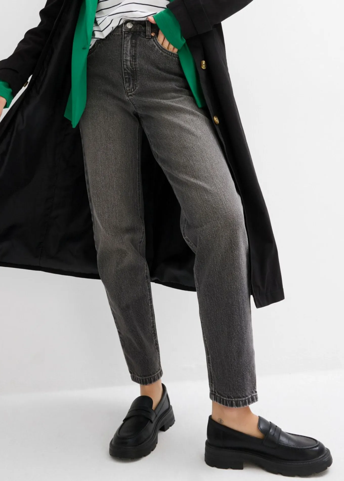 Vaqueros capri de talle alto con corte mom