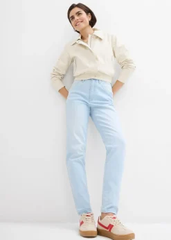 Vaqueros capri de talle alto con corte mom