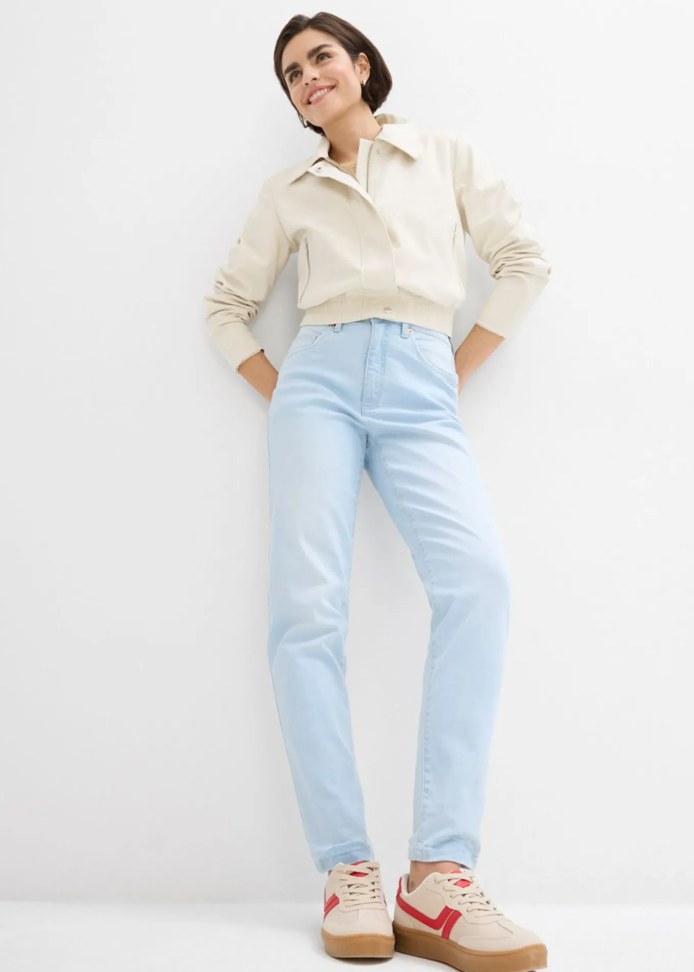Vaqueros capri de talle alto con corte mom