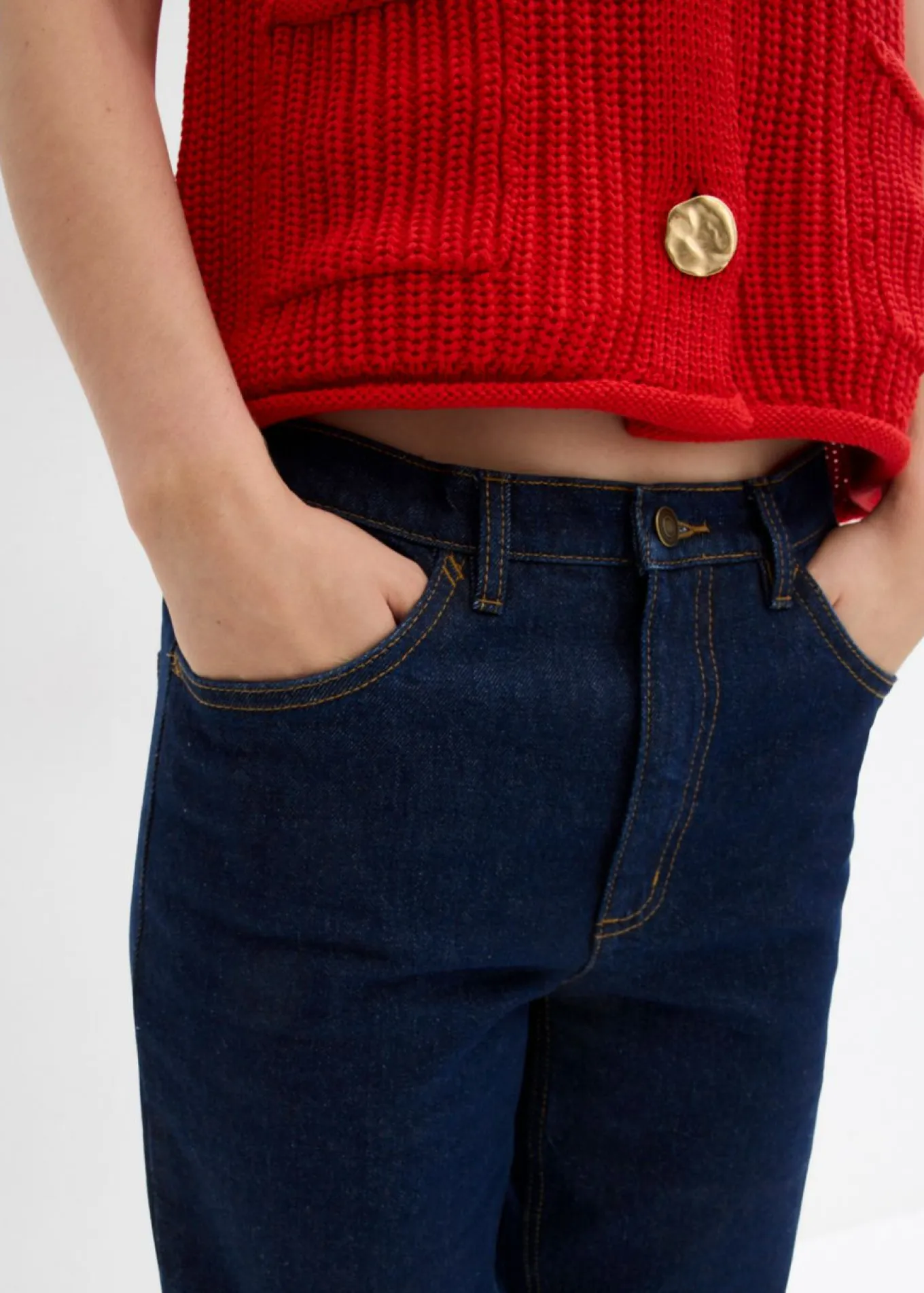 Vaqueros capri de talle alto con corte mom