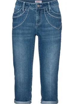 Vaqueros capri de talle medio con corte recto