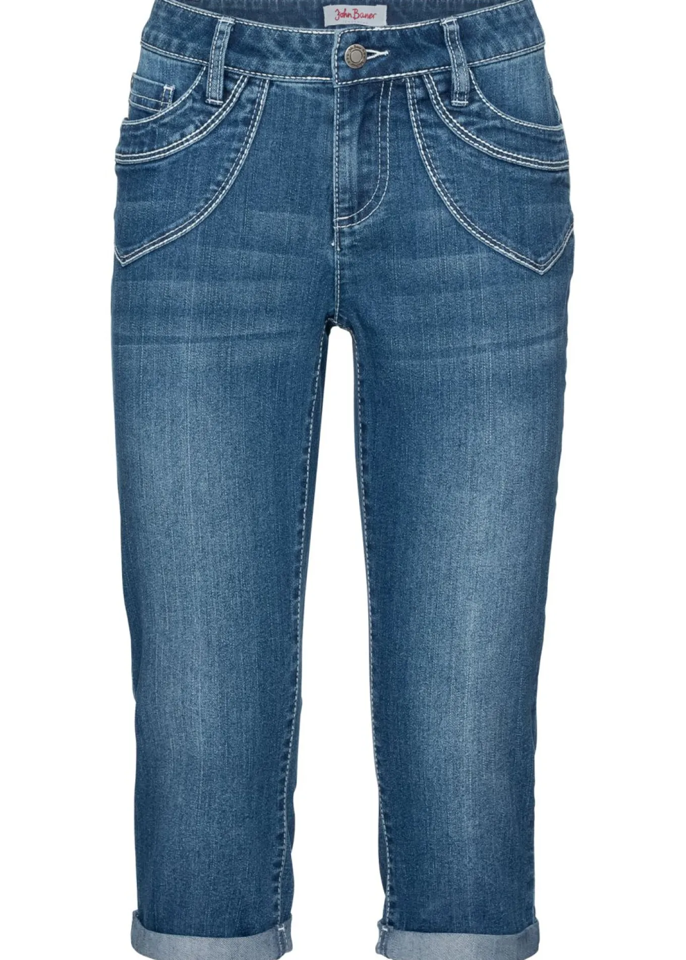 Vaqueros capri de talle medio con corte recto