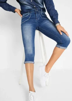 Vaqueros capri de talle medio con corte recto