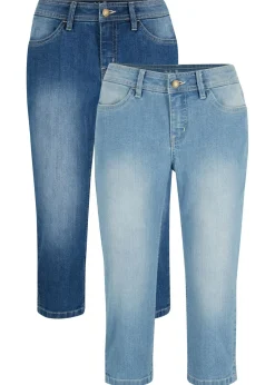 Vaqueros capri elásticos, cómodos, 2 unidades