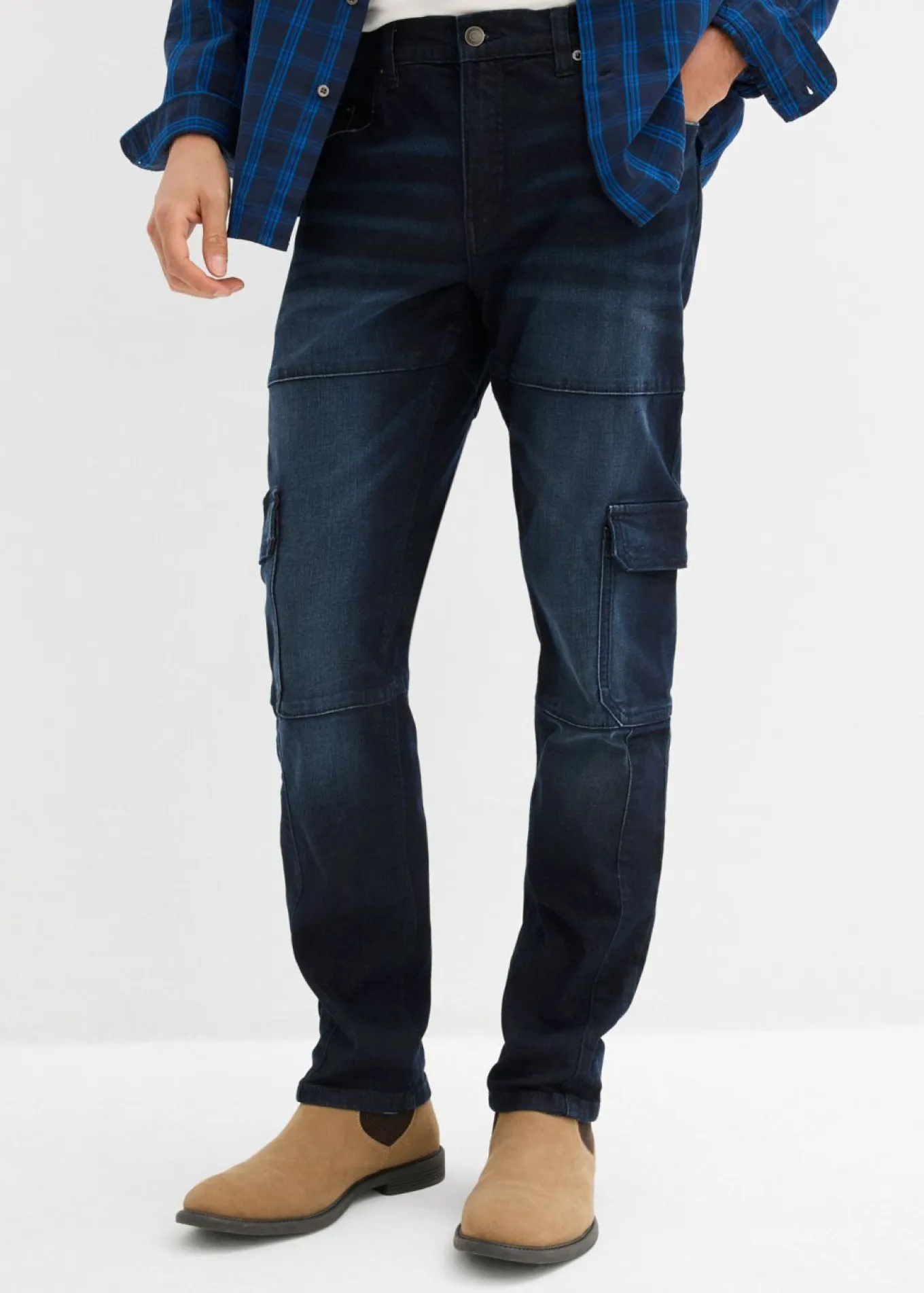 Vaqueros cargo elásticos, slim fit, straight