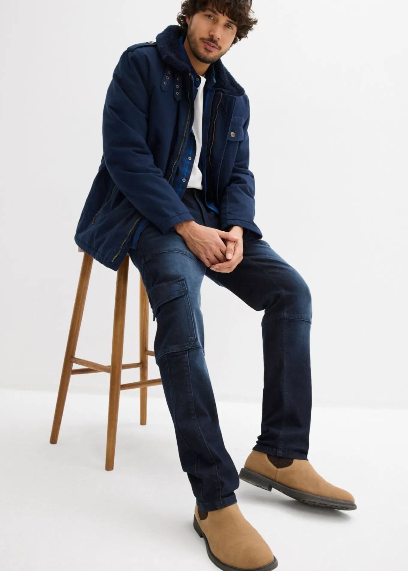 Vaqueros cargo elásticos, slim fit, straight