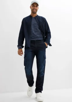 Vaqueros cargo, térmicos, regular fit, con cintura elástica y forro de franela, straight
