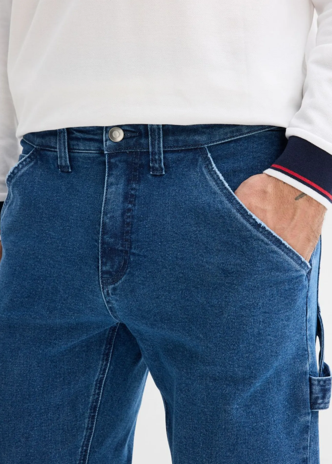 Vaqueros carpenter, relaxed fit, con cintura elástica, straight