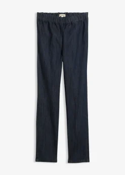 Vaqueros con corte slim, talle alto y largo cropped