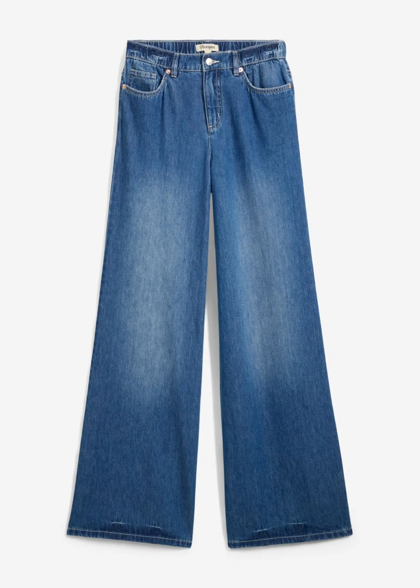 Vaqueros con pernera ancha, high waist, largo completo y cintura cómoda