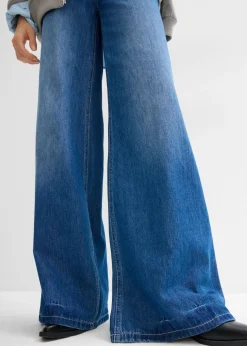 Vaqueros con pernera ancha, high waist, largo completo y cintura cómoda