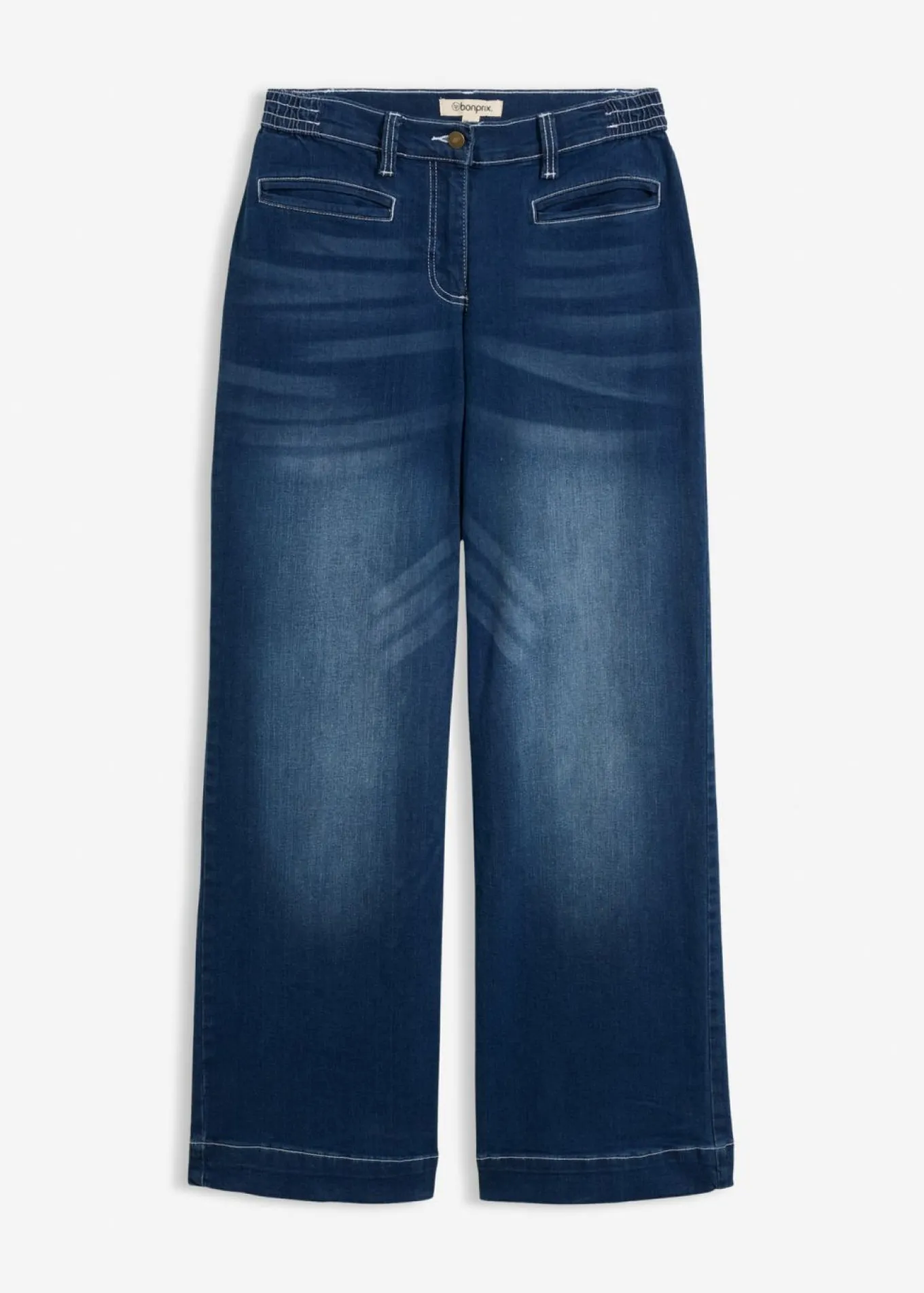 Vaqueros con pernera ancha, mid waist, con cintura cómoda