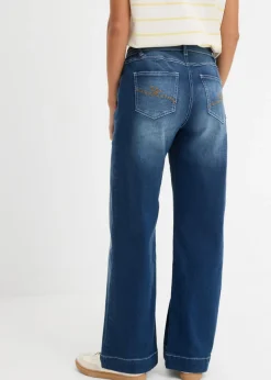 Vaqueros con pernera ancha, mid waist, con cintura cómoda