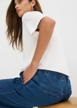 Vaqueros con pernera ancha, mid waist, elásticos