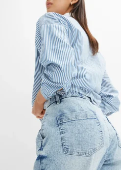 Vaqueros con talle medio, cinturilla cómoda y corte barrel