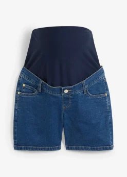 Vaqueros cortos premamá de denim elástico de algodón