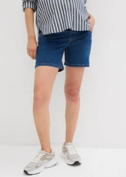 Vaqueros cortos premamá de denim elástico de algodón