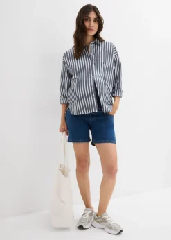 Vaqueros cortos premamá de denim elástico de algodón