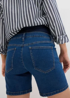 Vaqueros cortos premamá de denim elástico de algodón