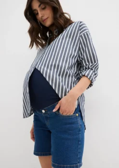 Vaqueros cortos premamá de denim elástico de algodón