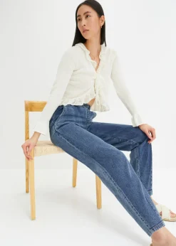 Vaqueros de corte barrel, mid waist, cintura cómoda