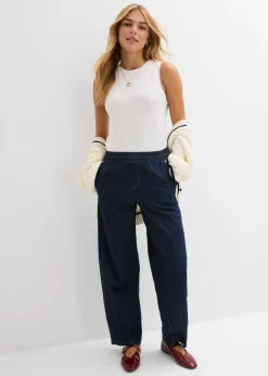 Vaqueros de corte barrel con talle medio y cintura cómoda
