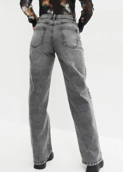 Vaqueros de pernera ancha, high waist, con tachuelas