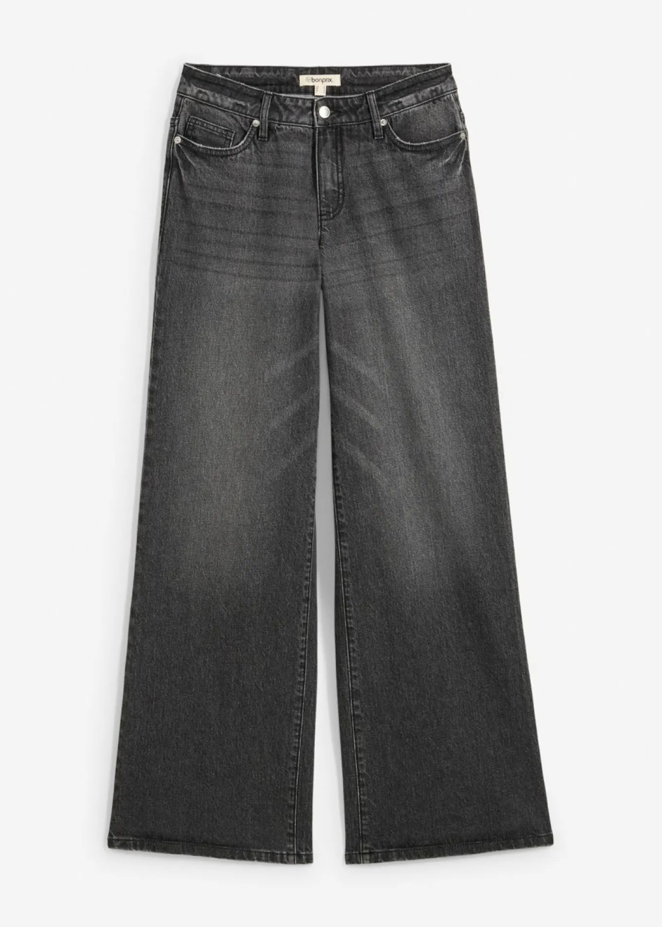 Vaqueros de pernera ancha, mid waist, largo completo y low stretch