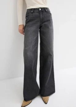 Vaqueros de pernera ancha, mid waist, largo completo y low stretch
