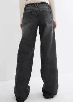 Vaqueros de pernera ancha, mid waist, largo completo y low stretch