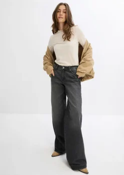 Vaqueros de pernera ancha, mid waist, largo completo y low stretch