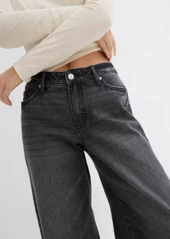 Vaqueros de pernera ancha, mid waist, largo completo y low stretch