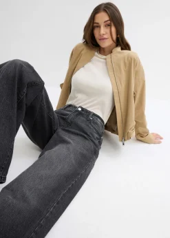 Vaqueros de pernera ancha, mid waist, largo completo y low stretch