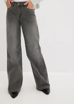 Vaqueros de pernera ancha, mid waist, elástico