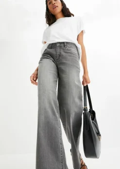 Vaqueros de pernera ancha, mid waist, elástico