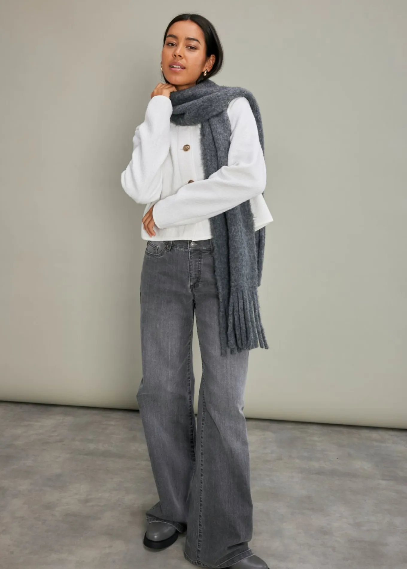 Vaqueros de pernera ancha, mid waist, elástico