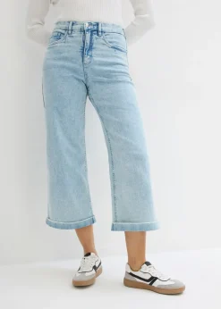 Vaqueros de pernera ancha, high waist, cropped
